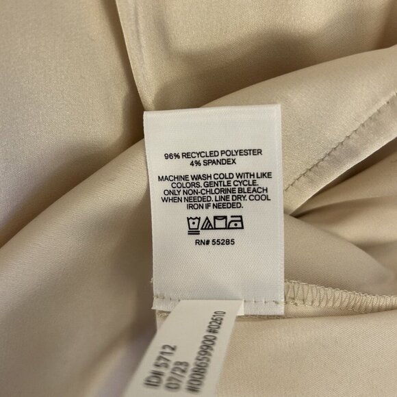 Express Womens Satin Long Sleeve Pleated Gramercy Tee Sandshell Size XS NWT $54 - Picture 16 of 16